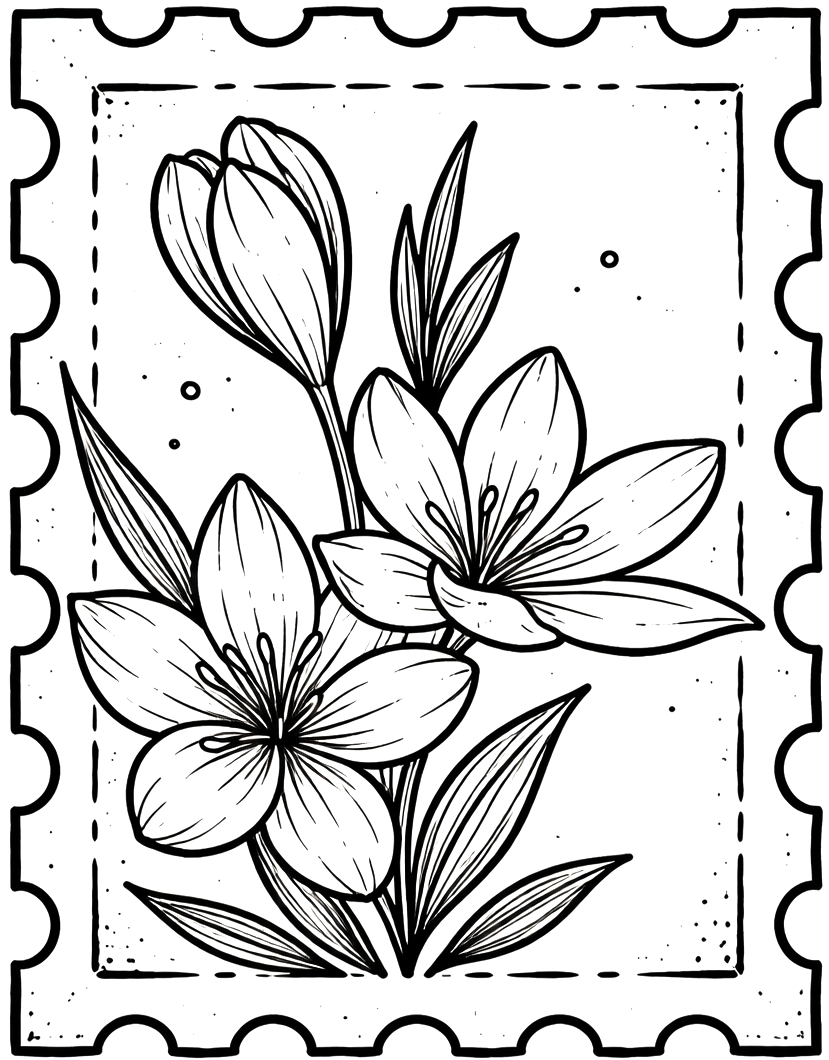 Floral postage stamp